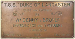 click for 9K .jpg image of Duke of Lancaster makers' plate