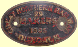 click for 13K .jpg image of GNR makers' plate