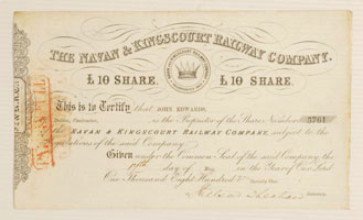 click for 15K .jpg image of Navan share cert