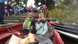 Boats departs on lake