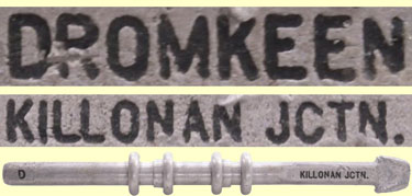 click for 19K .jpg image of Dromkeen-Killonan Jctn. staff